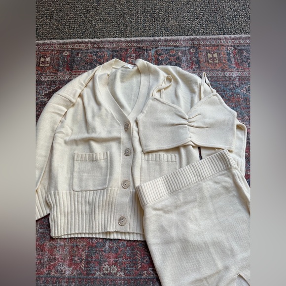 3 Piece Sweater and Skirt Set (Cream) - Picture 1 of 6